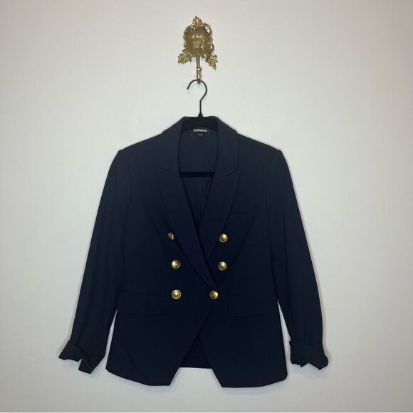Express Editor Double Breasted Novelty Button Blazer 4 - Picture 1 of 5